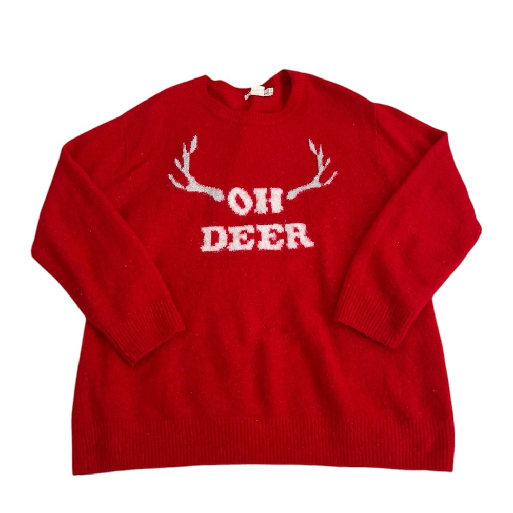 Logg long sleeve red soft fuzzy graphic Christmas sweater women’s large